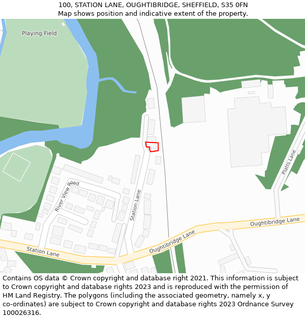 100, STATION LANE, OUGHTIBRIDGE, SHEFFIELD, S35 0FN: Location map and indicative extent of plot