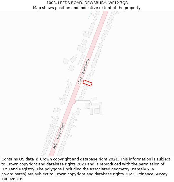 1008, LEEDS ROAD, DEWSBURY, WF12 7QR: Location map and indicative extent of plot
