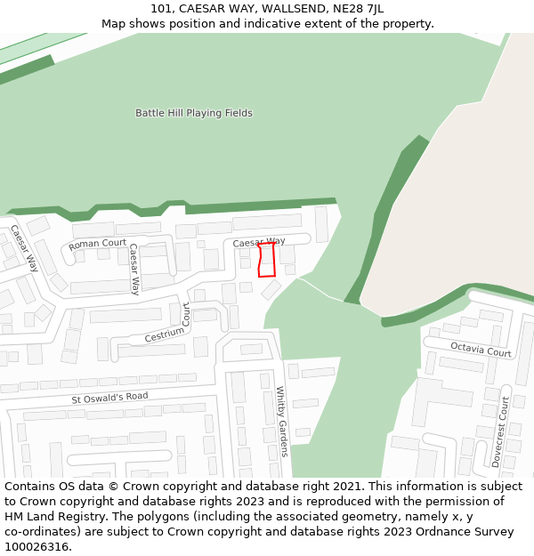 101, CAESAR WAY, WALLSEND, NE28 7JL: Location map and indicative extent of plot