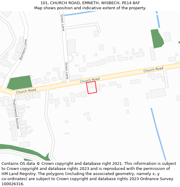 101, CHURCH ROAD, EMNETH, WISBECH, PE14 8AF: Location map and indicative extent of plot