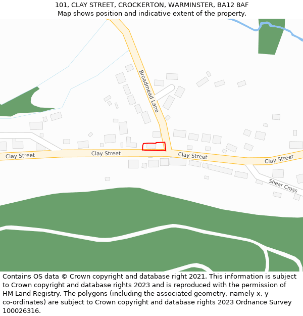 101, CLAY STREET, CROCKERTON, WARMINSTER, BA12 8AF: Location map and indicative extent of plot