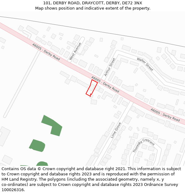 101, DERBY ROAD, DRAYCOTT, DERBY, DE72 3NX: Location map and indicative extent of plot