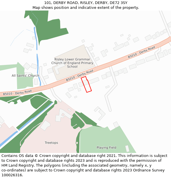 101, DERBY ROAD, RISLEY, DERBY, DE72 3SY: Location map and indicative extent of plot