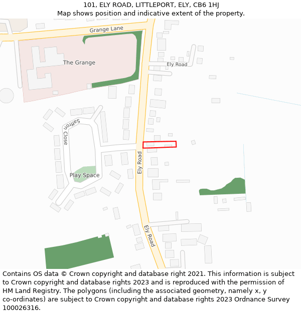 101, ELY ROAD, LITTLEPORT, ELY, CB6 1HJ: Location map and indicative extent of plot