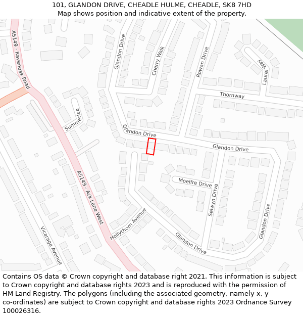 101, GLANDON DRIVE, CHEADLE HULME, CHEADLE, SK8 7HD: Location map and indicative extent of plot