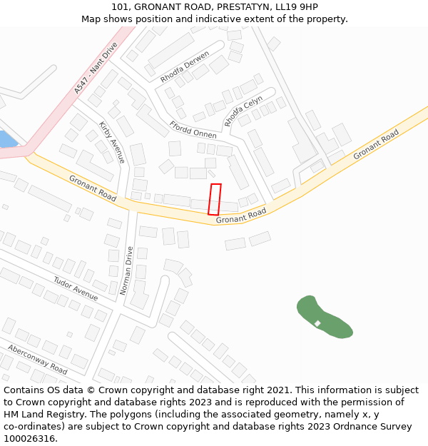 101, GRONANT ROAD, PRESTATYN, LL19 9HP: Location map and indicative extent of plot