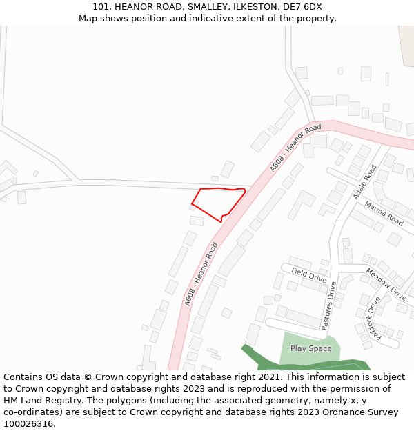 101, HEANOR ROAD, SMALLEY, ILKESTON, DE7 6DX: Location map and indicative extent of plot
