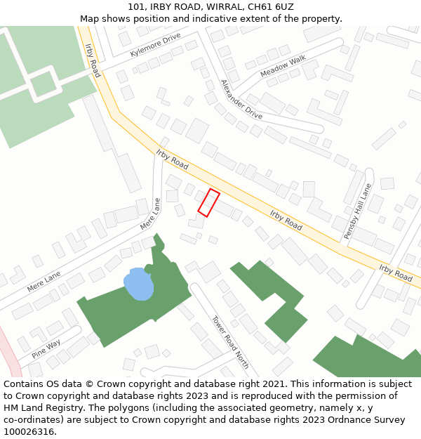 101, IRBY ROAD, WIRRAL, CH61 6UZ: Location map and indicative extent of plot