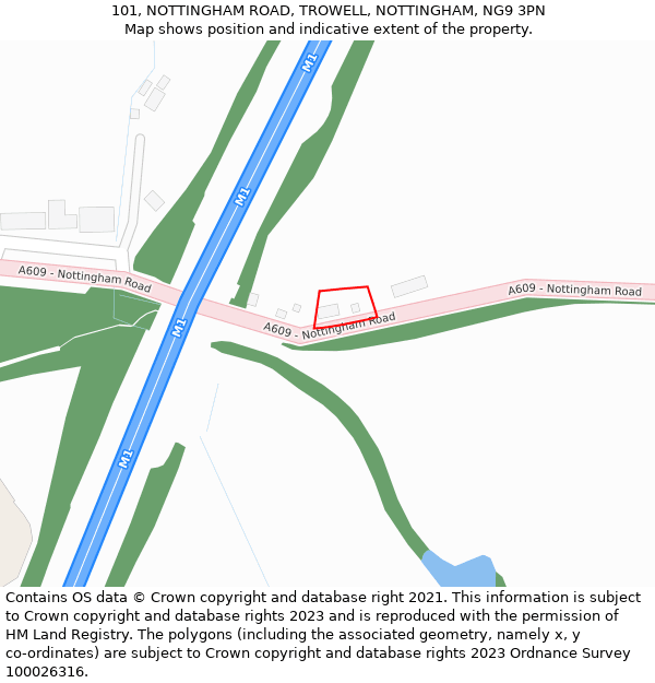 101, NOTTINGHAM ROAD, TROWELL, NOTTINGHAM, NG9 3PN: Location map and indicative extent of plot