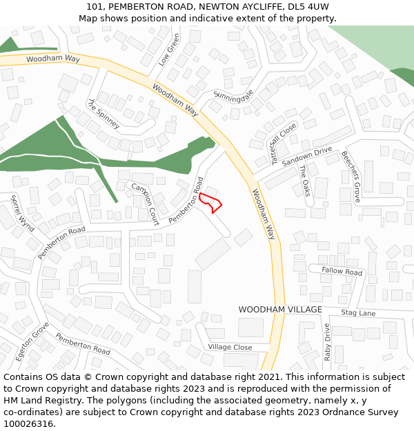 101, PEMBERTON ROAD, NEWTON AYCLIFFE, DL5 4UW: Location map and indicative extent of plot
