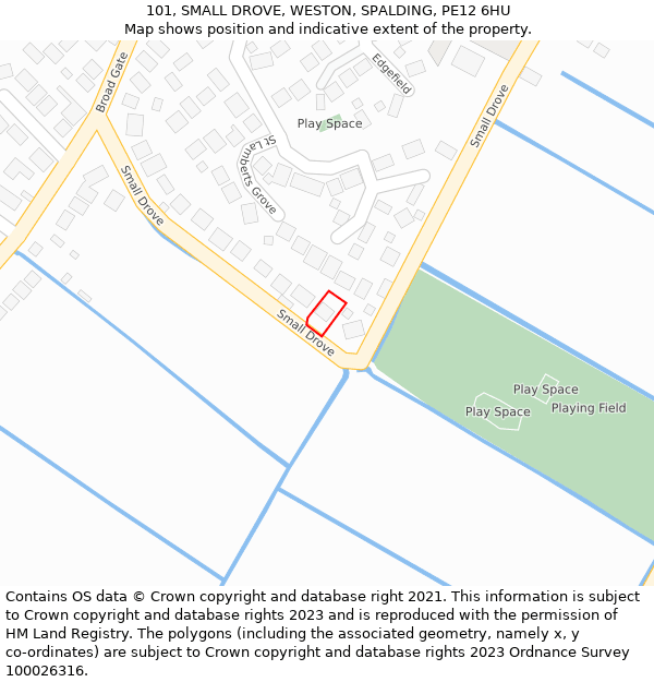 101, SMALL DROVE, WESTON, SPALDING, PE12 6HU: Location map and indicative extent of plot