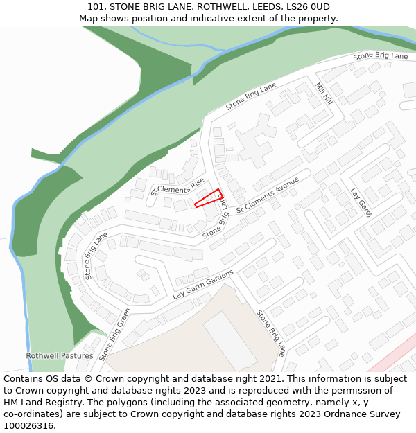 101, STONE BRIG LANE, ROTHWELL, LEEDS, LS26 0UD: Location map and indicative extent of plot