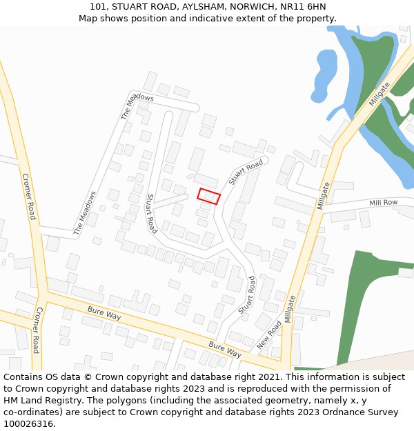 101, STUART ROAD, AYLSHAM, NORWICH, NR11 6HN: Location map and indicative extent of plot