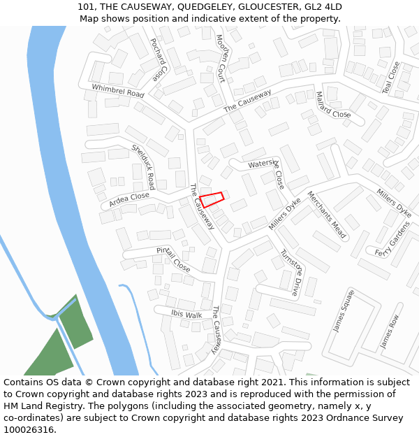 101, THE CAUSEWAY, QUEDGELEY, GLOUCESTER, GL2 4LD: Location map and indicative extent of plot