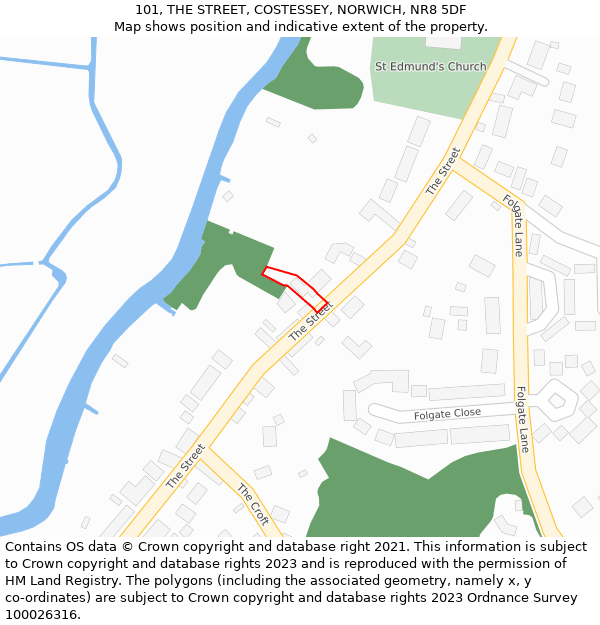 101, THE STREET, COSTESSEY, NORWICH, NR8 5DF: Location map and indicative extent of plot