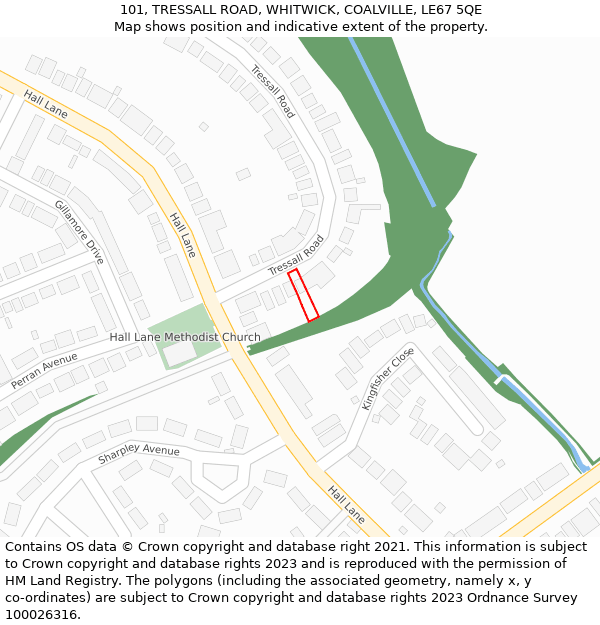 101, TRESSALL ROAD, WHITWICK, COALVILLE, LE67 5QE: Location map and indicative extent of plot