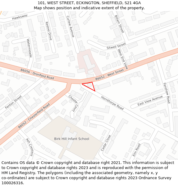 101, WEST STREET, ECKINGTON, SHEFFIELD, S21 4GA: Location map and indicative extent of plot