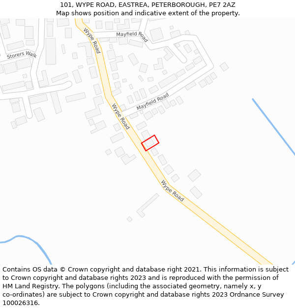 101, WYPE ROAD, EASTREA, PETERBOROUGH, PE7 2AZ: Location map and indicative extent of plot