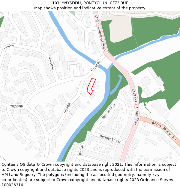 101, YNYSDDU, PONTYCLUN, CF72 9UE: Location map and indicative extent of plot