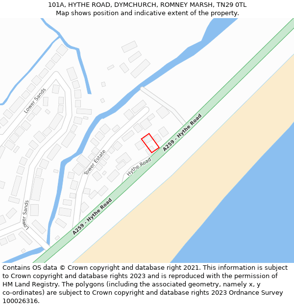 101A, HYTHE ROAD, DYMCHURCH, ROMNEY MARSH, TN29 0TL: Location map and indicative extent of plot