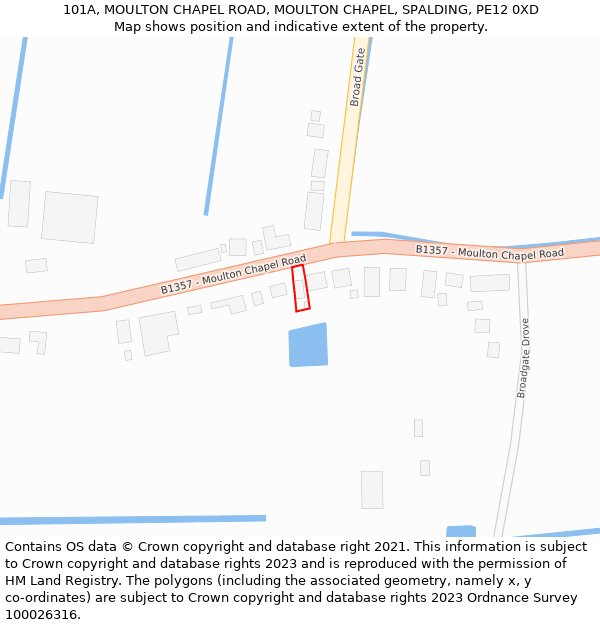 101A, MOULTON CHAPEL ROAD, MOULTON CHAPEL, SPALDING, PE12 0XD: Location map and indicative extent of plot