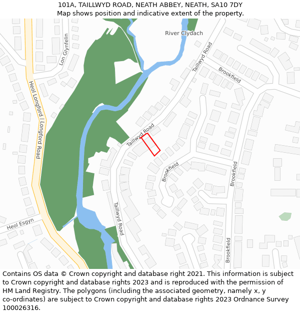 101A, TAILLWYD ROAD, NEATH ABBEY, NEATH, SA10 7DY: Location map and indicative extent of plot