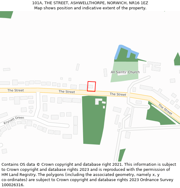 101A, THE STREET, ASHWELLTHORPE, NORWICH, NR16 1EZ: Location map and indicative extent of plot