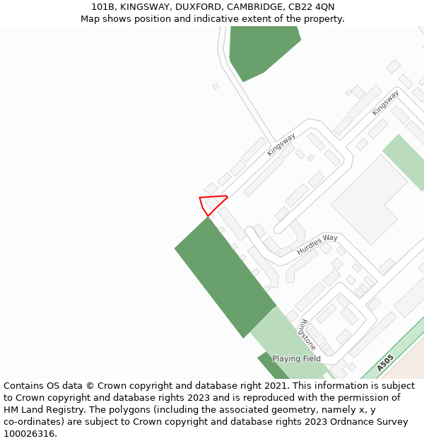 101B, KINGSWAY, DUXFORD, CAMBRIDGE, CB22 4QN: Location map and indicative extent of plot