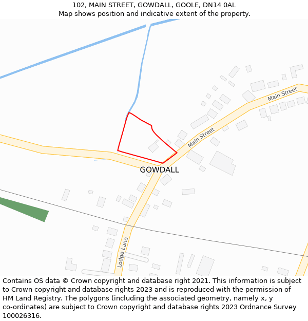 102, MAIN STREET, GOWDALL, GOOLE, DN14 0AL: Location map and indicative extent of plot