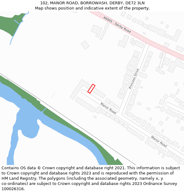 102, MANOR ROAD, BORROWASH, DERBY, DE72 3LN: Location map and indicative extent of plot