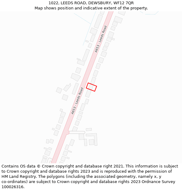 1022, LEEDS ROAD, DEWSBURY, WF12 7QR: Location map and indicative extent of plot