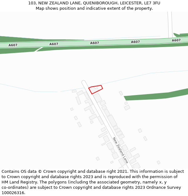 103, NEW ZEALAND LANE, QUENIBOROUGH, LEICESTER, LE7 3FU: Location map and indicative extent of plot
