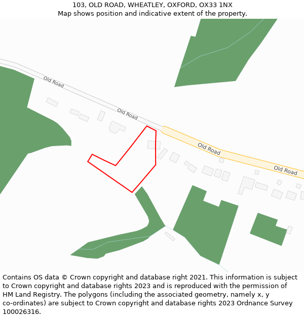 103, OLD ROAD, WHEATLEY, OXFORD, OX33 1NX: Location map and indicative extent of plot