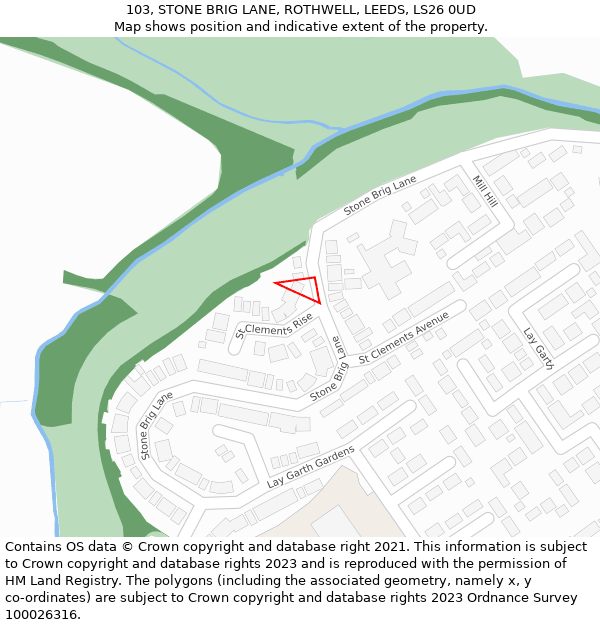 103, STONE BRIG LANE, ROTHWELL, LEEDS, LS26 0UD: Location map and indicative extent of plot
