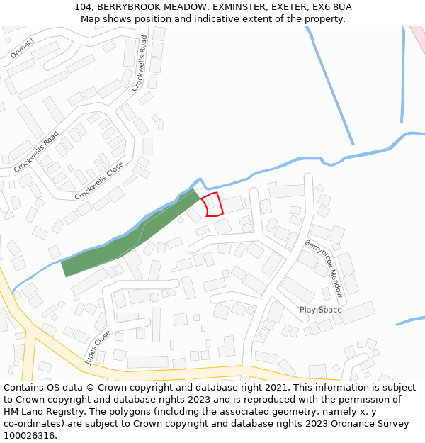 104, BERRYBROOK MEADOW, EXMINSTER, EXETER, EX6 8UA: Location map and indicative extent of plot