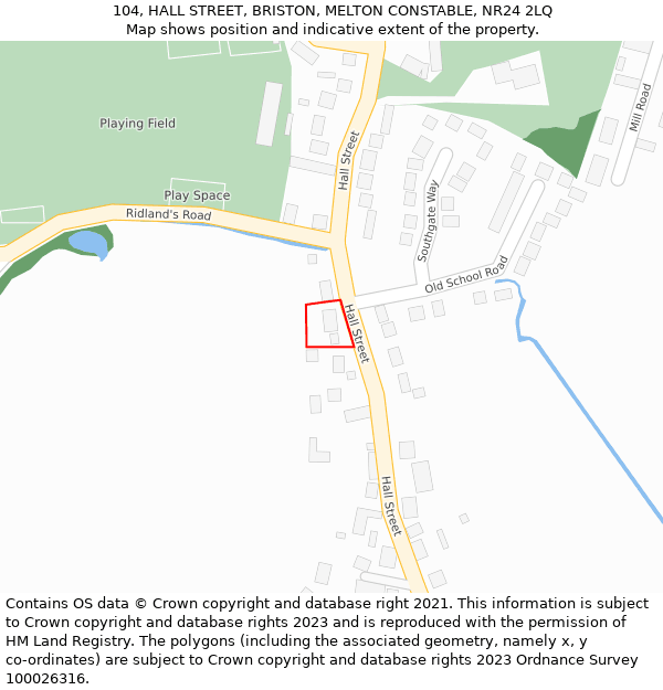 104, HALL STREET, BRISTON, MELTON CONSTABLE, NR24 2LQ: Location map and indicative extent of plot