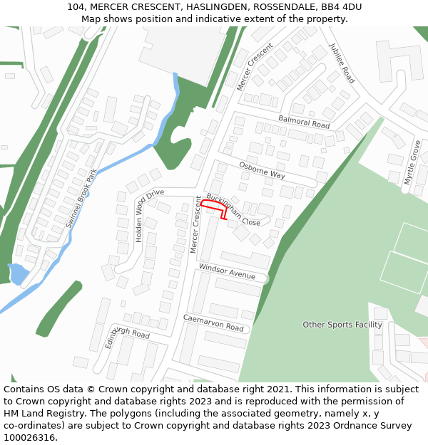 104, MERCER CRESCENT, HASLINGDEN, ROSSENDALE, BB4 4DU: Location map and indicative extent of plot