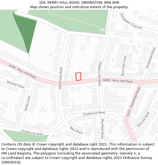 104, PERRY HALL ROAD, ORPINGTON, BR6 0HR: Location map and indicative extent of plot