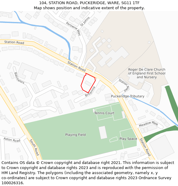 104, STATION ROAD, PUCKERIDGE, WARE, SG11 1TF: Location map and indicative extent of plot