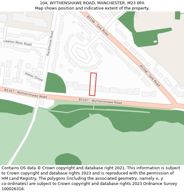 104, WYTHENSHAWE ROAD, MANCHESTER, M23 0PA: Location map and indicative extent of plot