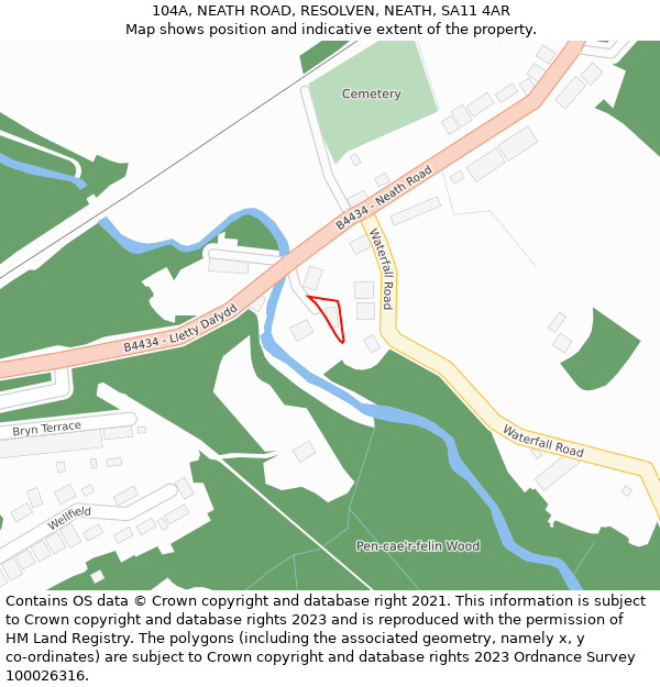 104A, NEATH ROAD, RESOLVEN, NEATH, SA11 4AR: Location map and indicative extent of plot