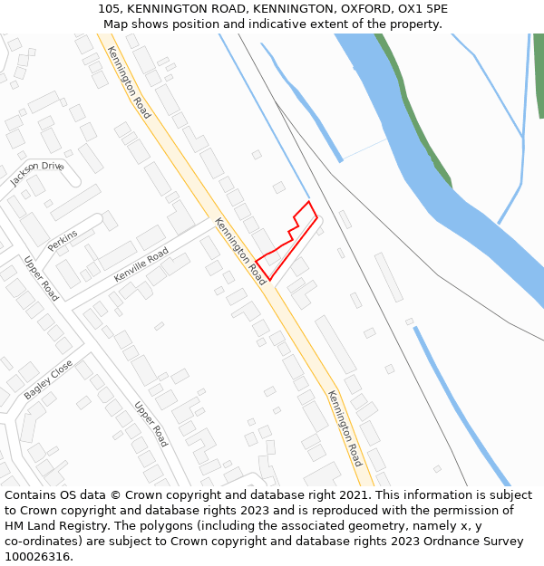 105, KENNINGTON ROAD, KENNINGTON, OXFORD, OX1 5PE: Location map and indicative extent of plot