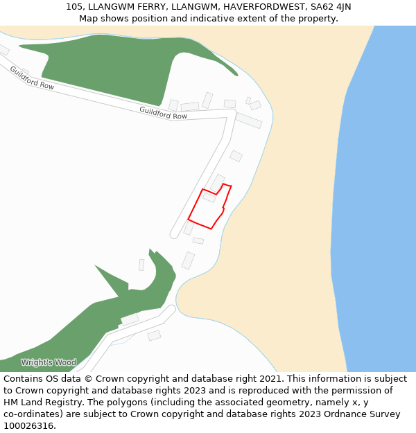 105, LLANGWM FERRY, LLANGWM, HAVERFORDWEST, SA62 4JN: Location map and indicative extent of plot