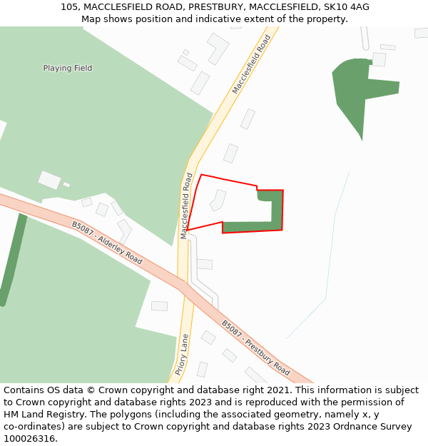 105, MACCLESFIELD ROAD, PRESTBURY, MACCLESFIELD, SK10 4AG: Location map and indicative extent of plot