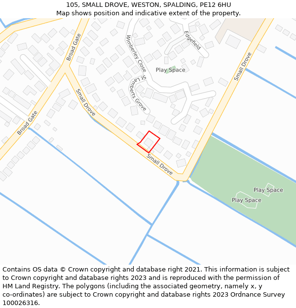 105, SMALL DROVE, WESTON, SPALDING, PE12 6HU: Location map and indicative extent of plot