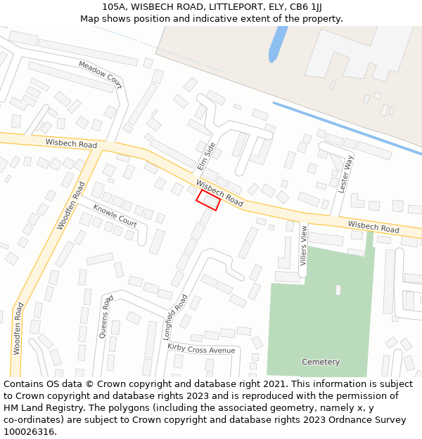 105A, WISBECH ROAD, LITTLEPORT, ELY, CB6 1JJ: Location map and indicative extent of plot