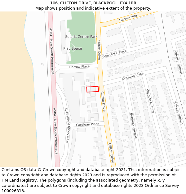 106, CLIFTON DRIVE, BLACKPOOL, FY4 1RR: Location map and indicative extent of plot