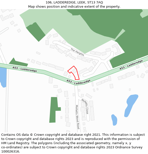 106, LADDEREDGE, LEEK, ST13 7AQ: Location map and indicative extent of plot