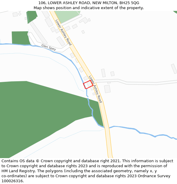 106, LOWER ASHLEY ROAD, NEW MILTON, BH25 5QG: Location map and indicative extent of plot
