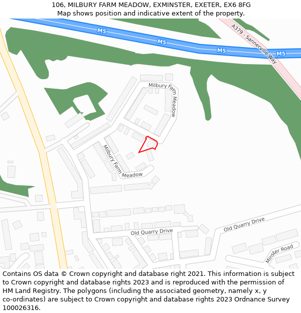 106, MILBURY FARM MEADOW, EXMINSTER, EXETER, EX6 8FG: Location map and indicative extent of plot